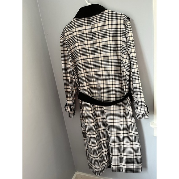 ANN TAYLOR Women's Houndstooth‎ Twill Trend Coat XL Black Beige Pocket Button Up - Picture 3 of 16